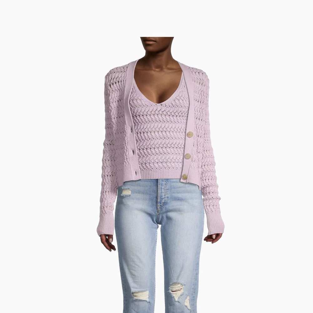 White + Warren Cotton textured cardigan Small.